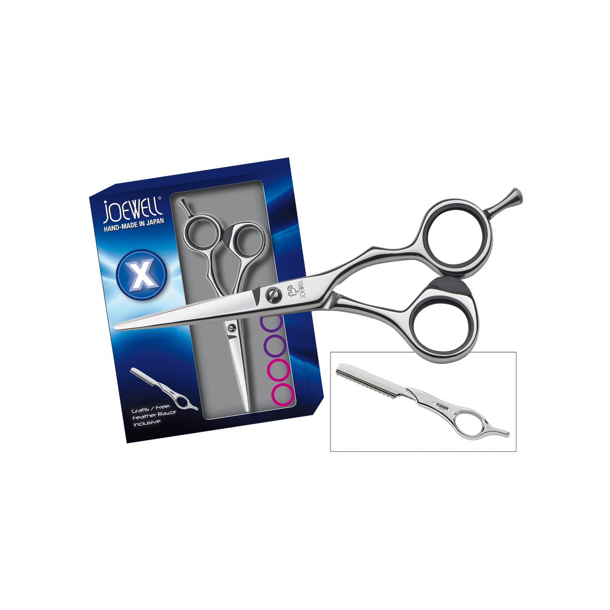 Joewell X 525 (Ciseaux de coiffure 5,25") avec rasoir Feather S