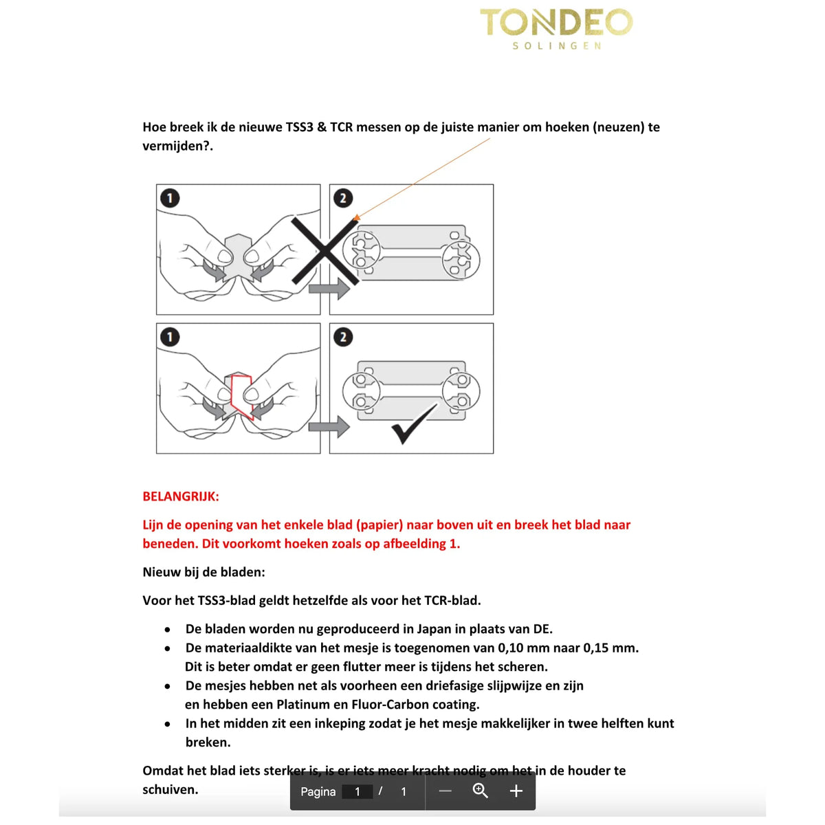 Lames de rechange Tondeo TSS3 50 pièces