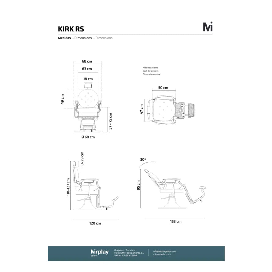 Mirplay Friseurstuhl Kirk Schwarz / Chrom RS