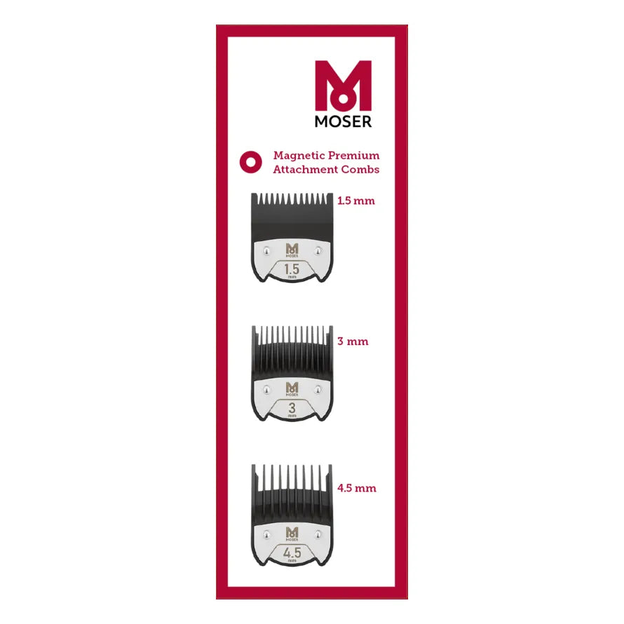 Moser Premium Magnet-Aufsteckkämme SET. 1,5/3/4,5mm