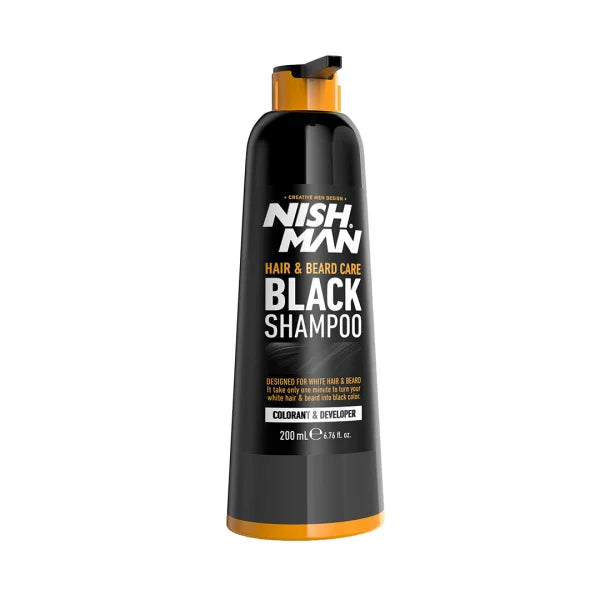 Nish Man Shampoo Noir Soin Cheveux et Barbe 200 ml