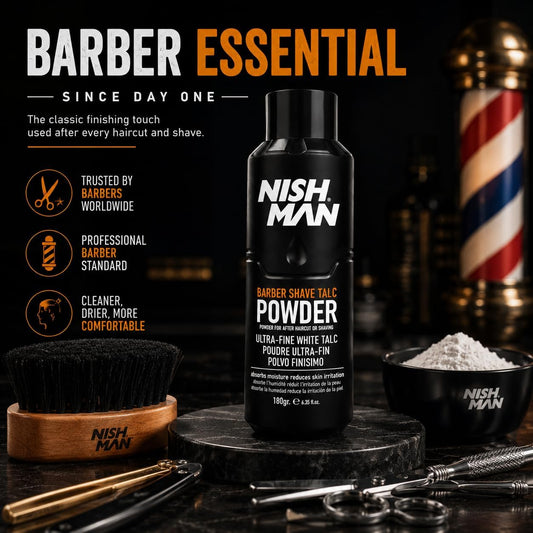 Nish Man Barber Shave Talc Powder 180g - 12 PCS