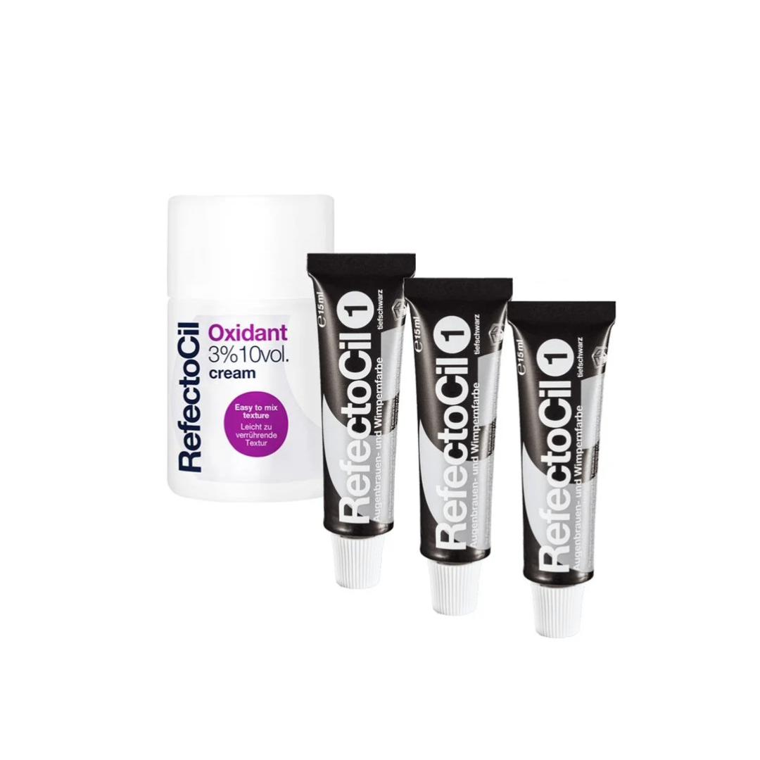 RefectoCil Wimpernfärbemittel Nr. 1 – Schwarz 3er Pack + 3 % Oxi Cream