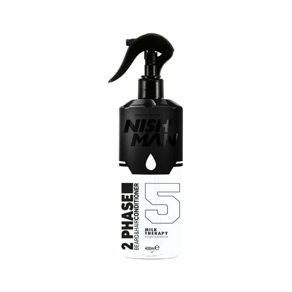 Nish Man 2 Phase Soin Cheveux & Barbe MILK THERAPY 400ml - Lot de 6