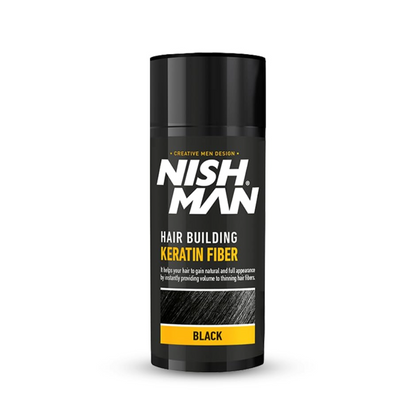 Nish Man Haaraufbauende Keratinfasern Schwarz Kit + Fixierspray
