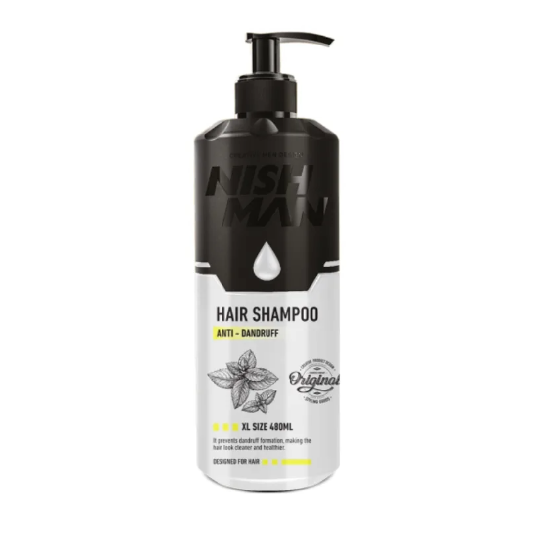 Shampooing antipelliculaire Nish Man 480 ml - 12 PC