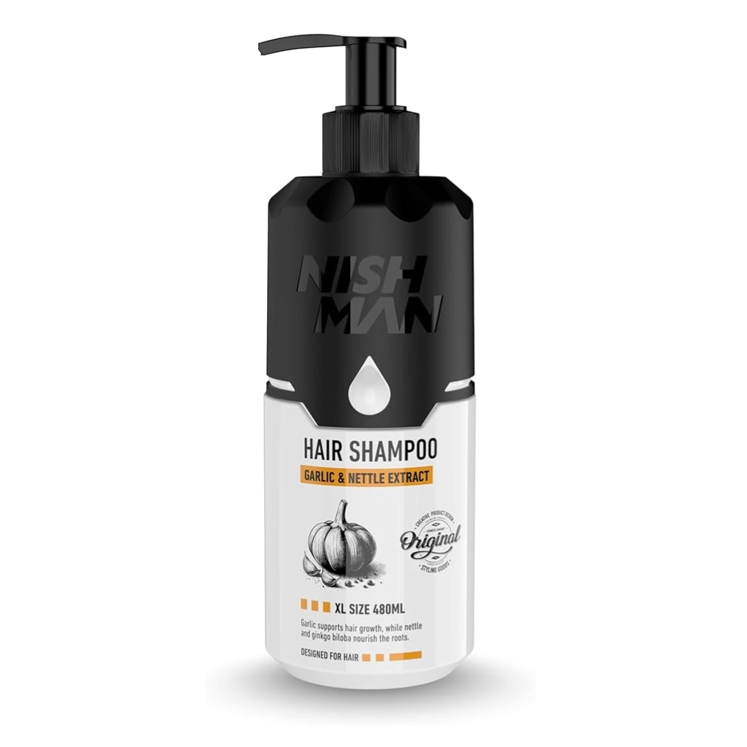 Nish Man Knoblauch- & Brennnessel-Extrakt Shampoo 480ml