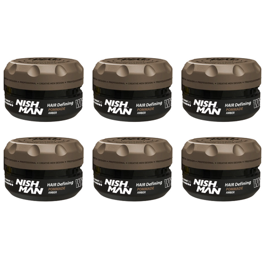 Nish Man W10 Haarstyling Wax Pomade Amber 100 ml – 6er-Pack