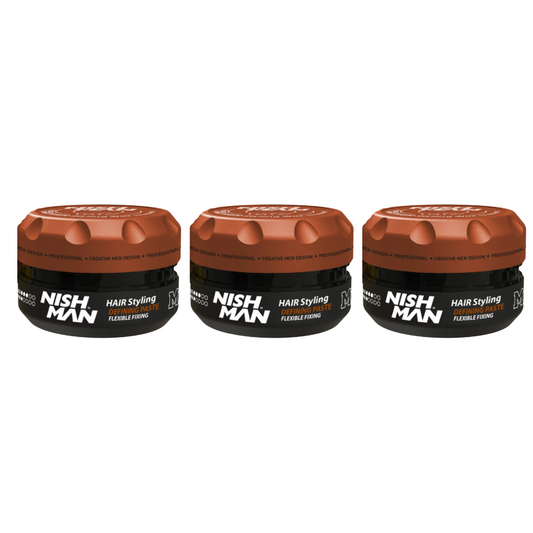 Nish Man M7 Matte Haar Styling Definierende Paste Flexibler Halt 100 ml - 3er Pack