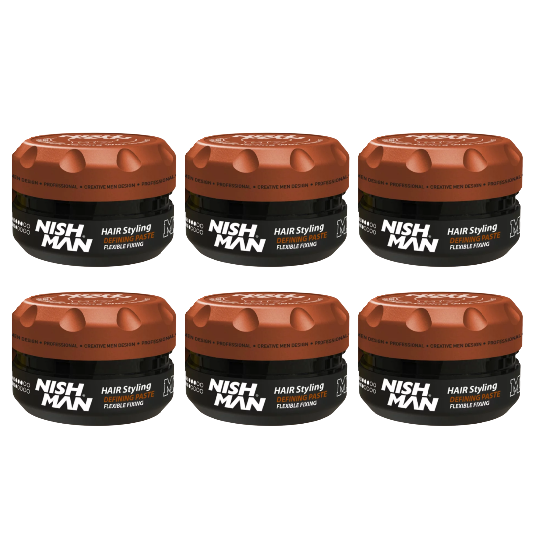 Nish Man M7 Matte Haar Styling Definierende Paste Flexibler Halt 100 ml - 6er Pack