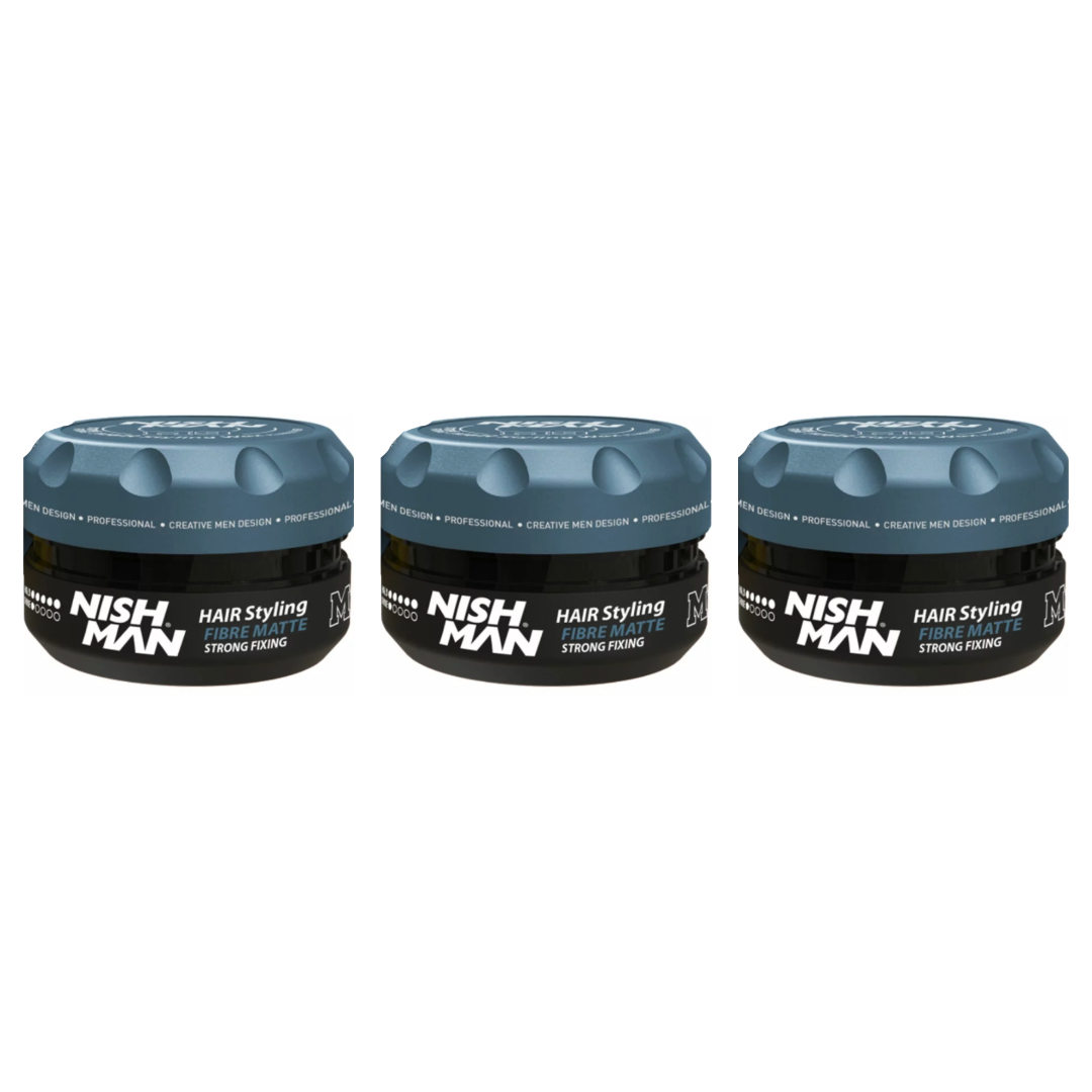 Nish Man M9 Haarstyling Faser Matt Starker Halt 100 ml – 3er Pack