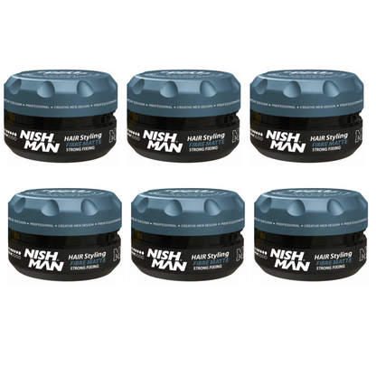 Nish Man M9 Fibre Coiffante Fixation Forte Mate 100 ml - Lot de 6
