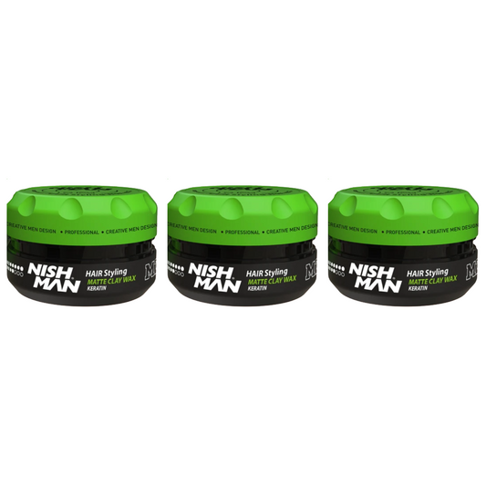 Nish Man M2 Matte Clay Wax Keratin 100ml - 3 Pack