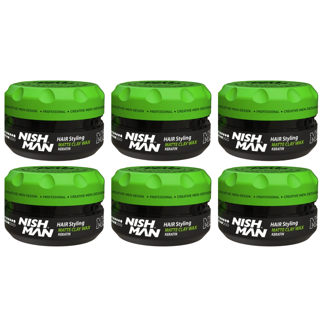 Nish Man M2 Mattes Clay Wachs Keratin 100ml – 6er-Pack
