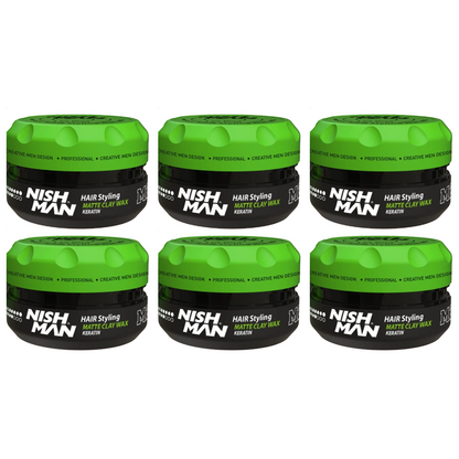 Nish Man M2 Mattes Clay Wachs Keratin 100ml – 6er-Pack