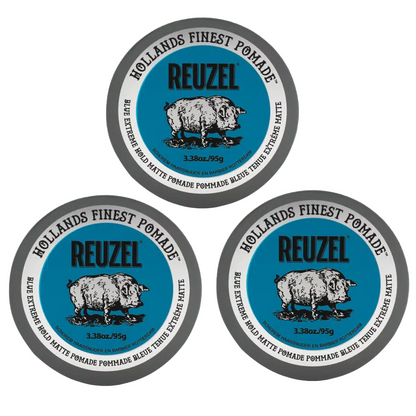 Reuzel Blue Extreme Hold Matte Pomade 95Gr. - 3 PIECES NEW!