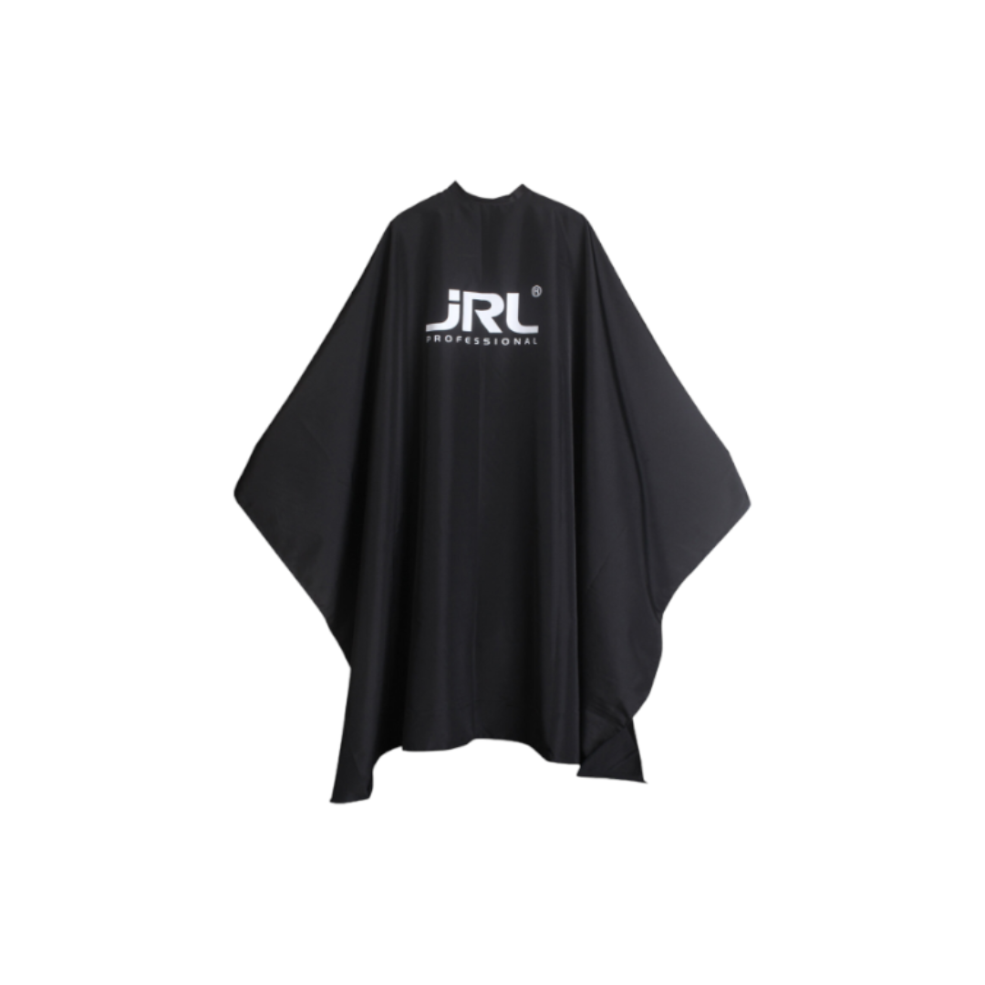 JRL Cape – Cape de barbier noire avec logo JRL