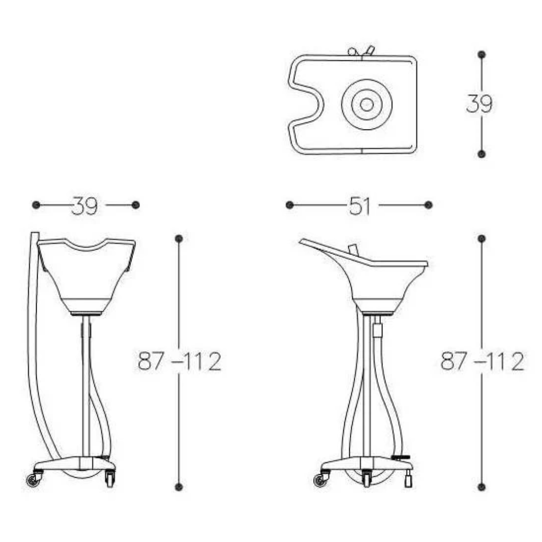 Alteq Mobile Waschbecken, verstellbares Pedal mit Rollen