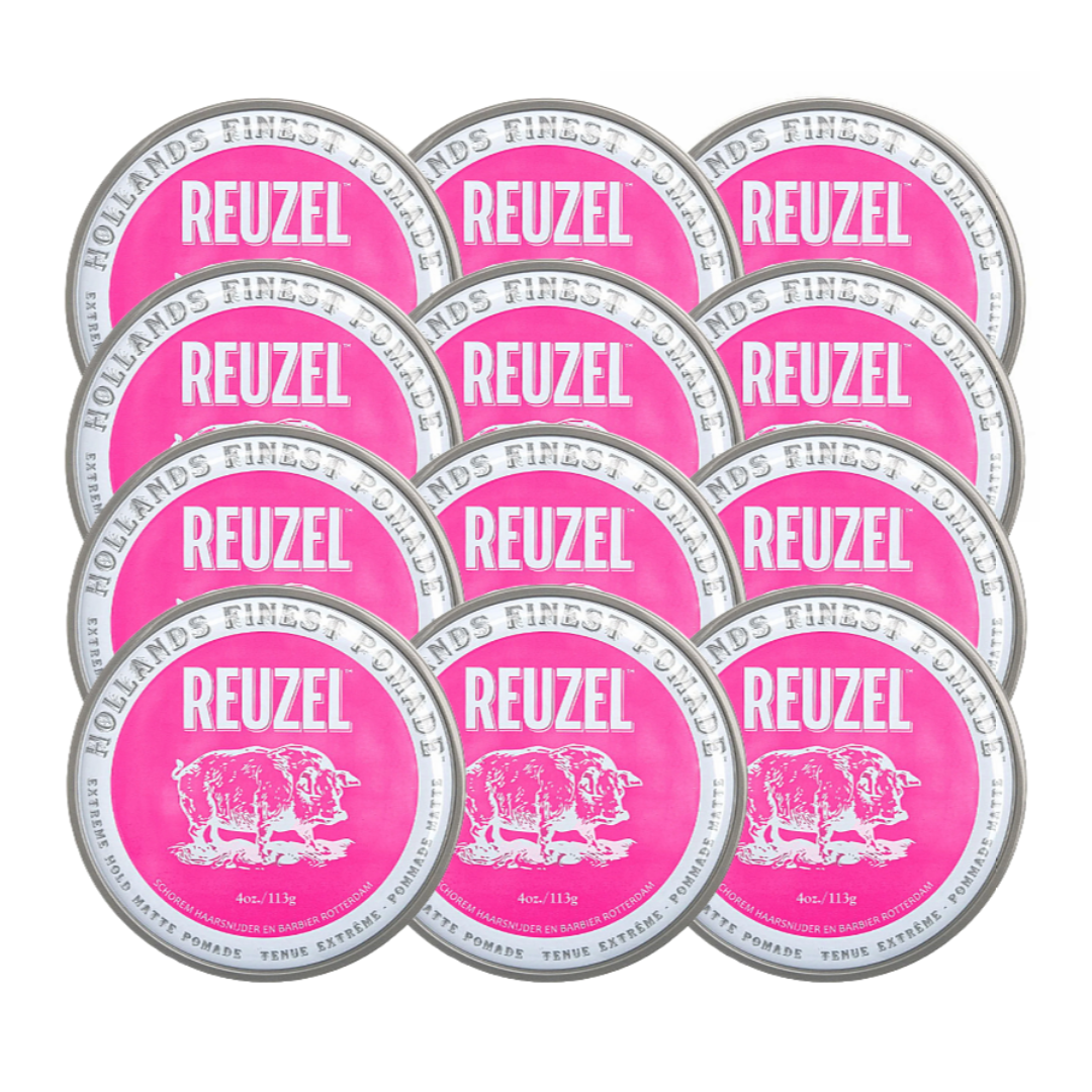 Reuzel Pomade Fixation Extrême Mat Rose 113g - 12 Pièces