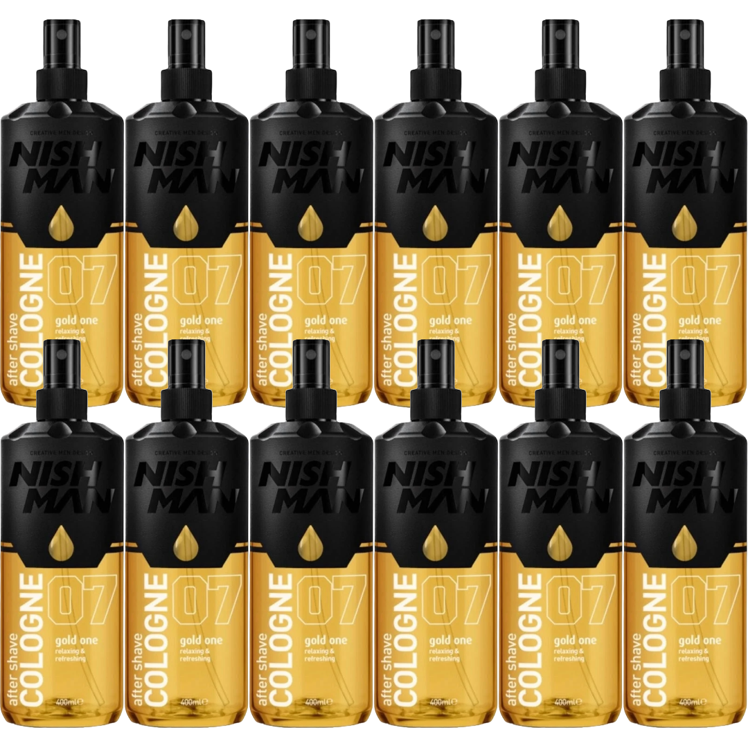 Nish Man Cologne Après-rasage Gold One 400ml - 12 PIÈCES