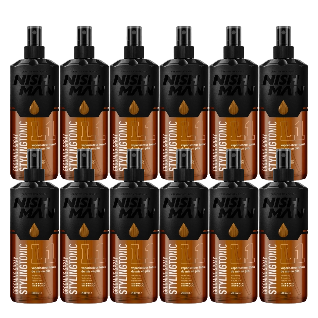Nish Man Grooming Spray Tonic Coiffant 200ml - 12 PIÈCES