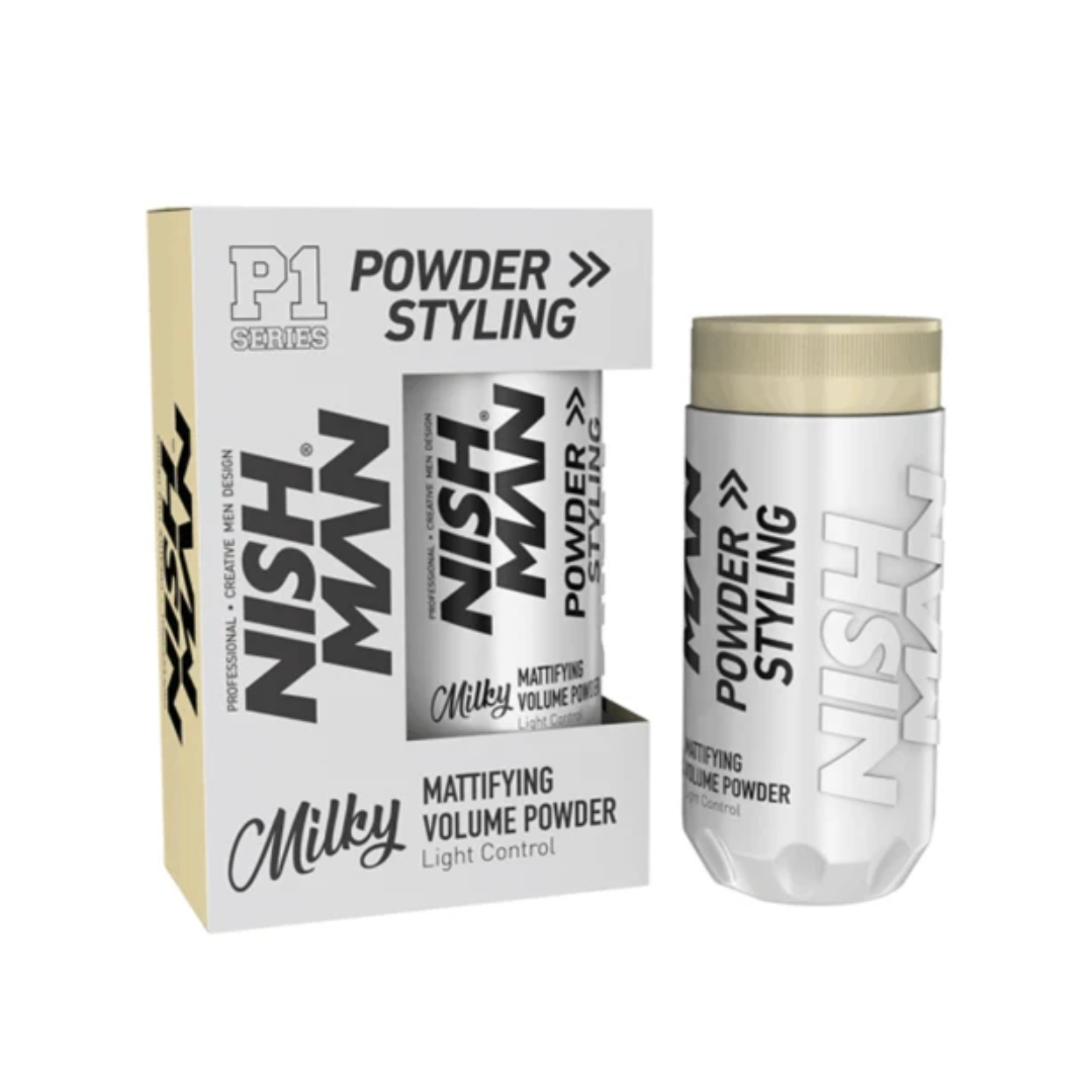 Nish Man P1 MILKY - Mattierendes Volumenpuder Leichter Halt 20Gr. - 6er-Pack