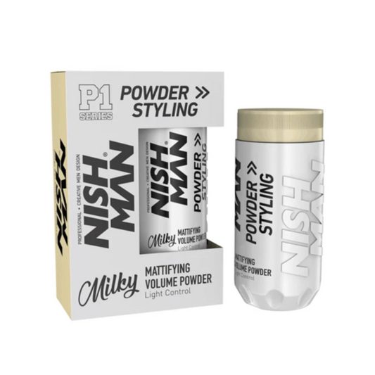 Nish Man P1 MILKY - Poudre Volumisante Matifiante Tenue Légère 20Gr. - Pack de 6