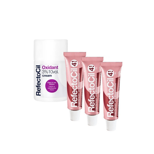 Refectocil Eyelash Dye No. 4.1 Red 3 Pack + 3% Oxi Cream