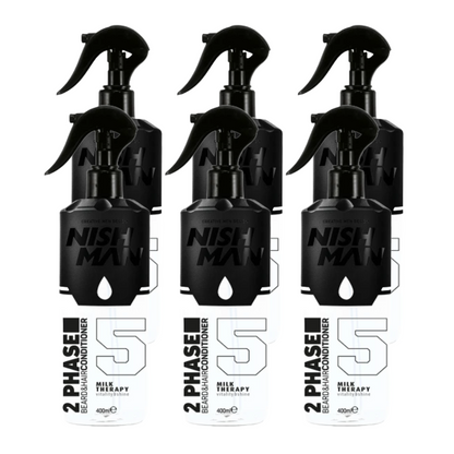 Nish Man 2 Phase Soin Cheveux & Barbe MILK THERAPY 400ml - Lot de 6