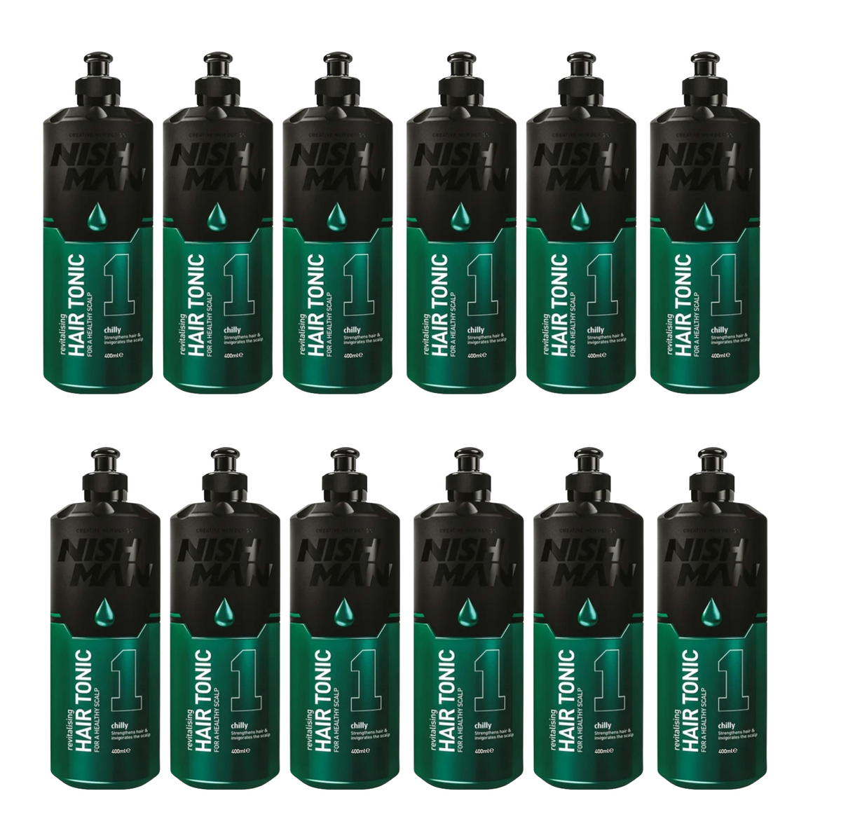 Nish Man Hair Tonic 1 Chilly 400 ml - Lot de 12