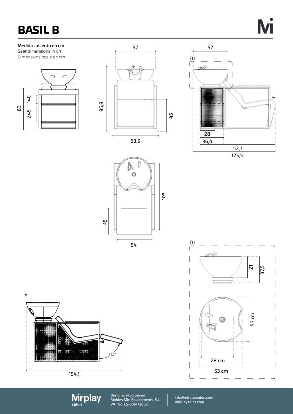 Mirplay Bac de Lavage Basil - Cuvette Noire