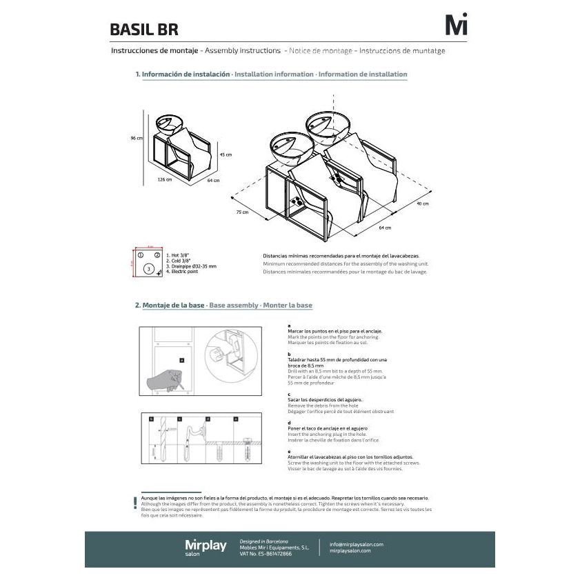 Mirplay Bac de Lavage Basil avec Vasque Blanche