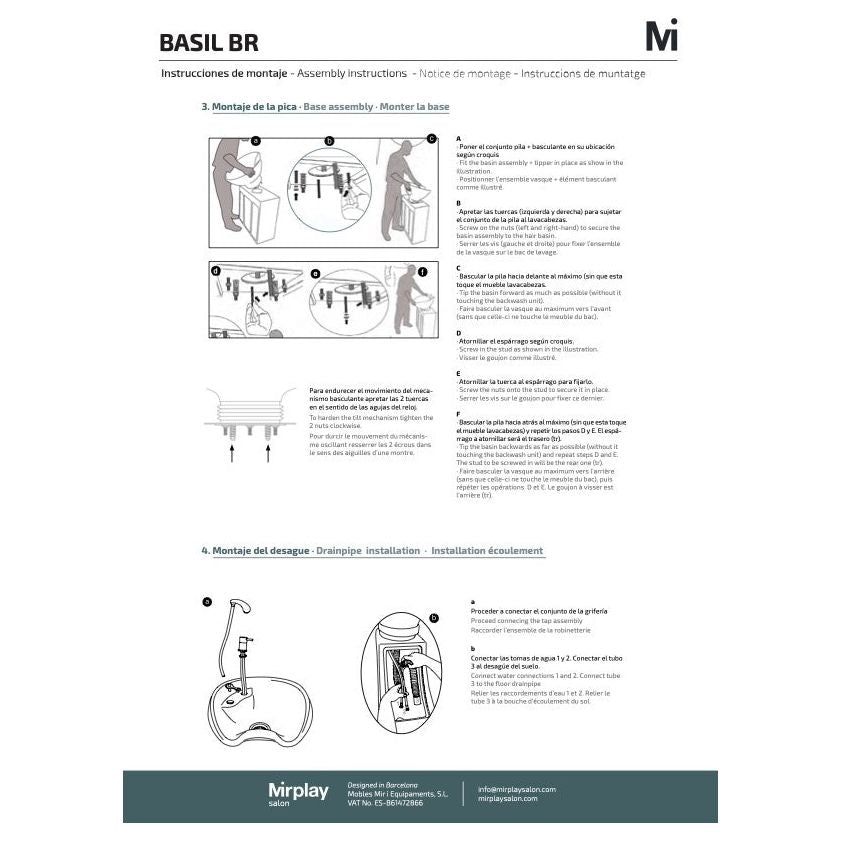Mirplay Bac de Lavage Basil avec Vasque Blanche