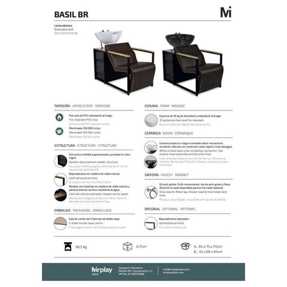 Mirplay Bac de Lavage Basil avec Vasque Blanche