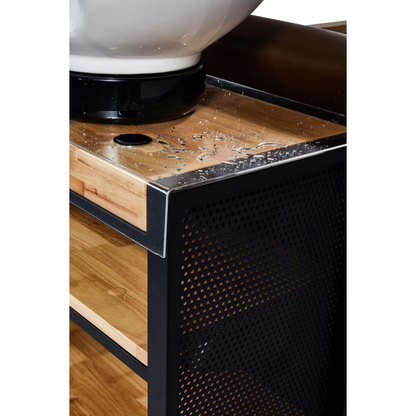 Unité de lavage Mirplay Basil NOIR/BOIS Lavabo noir - Repose-pieds électrique