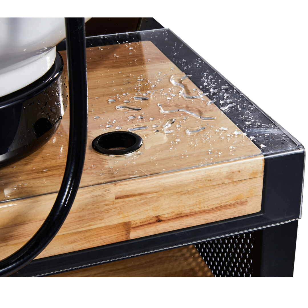 Unité de lavage Mirplay Basil NOIR/BOIS Lavabo noir - Repose-pieds électrique