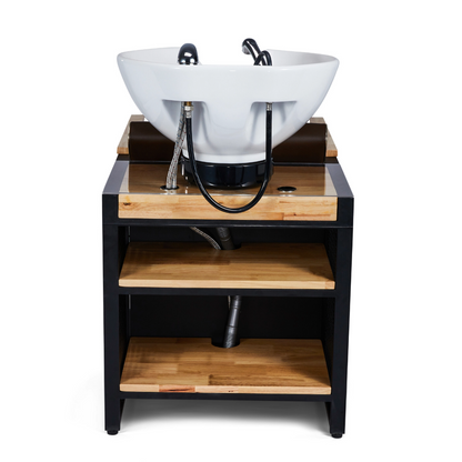 Unité de lavage Mirplay Basil NOIR/BOIS Lavabo noir - Repose-pieds électrique