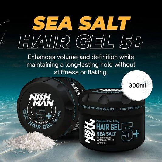 Nish Man Hair Gel 5+ Sea Salt 300ml