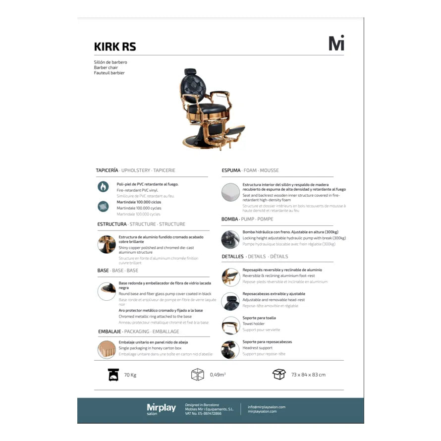 Mirplay Friseurstuhl Kirk Schwarz / Chrom RS