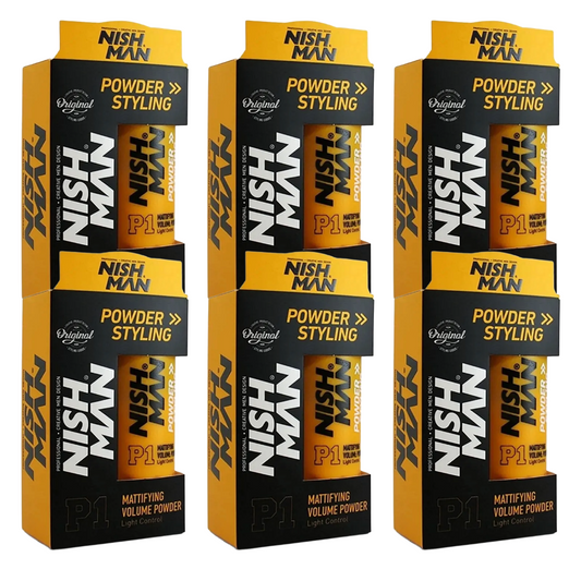 Nish Man P1 Poudre Coiffante FIXATION LÉGÈRE - 20g - Lot de 6
