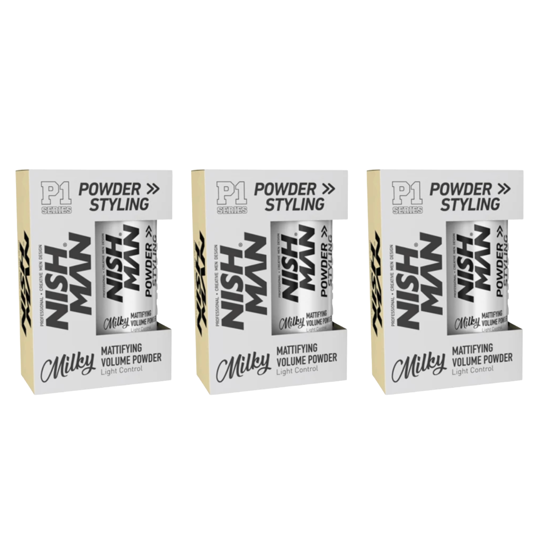 Nish Man P1 MILKY - Mattifying Volume Powder Light Control 20Gr. - 3 Pack