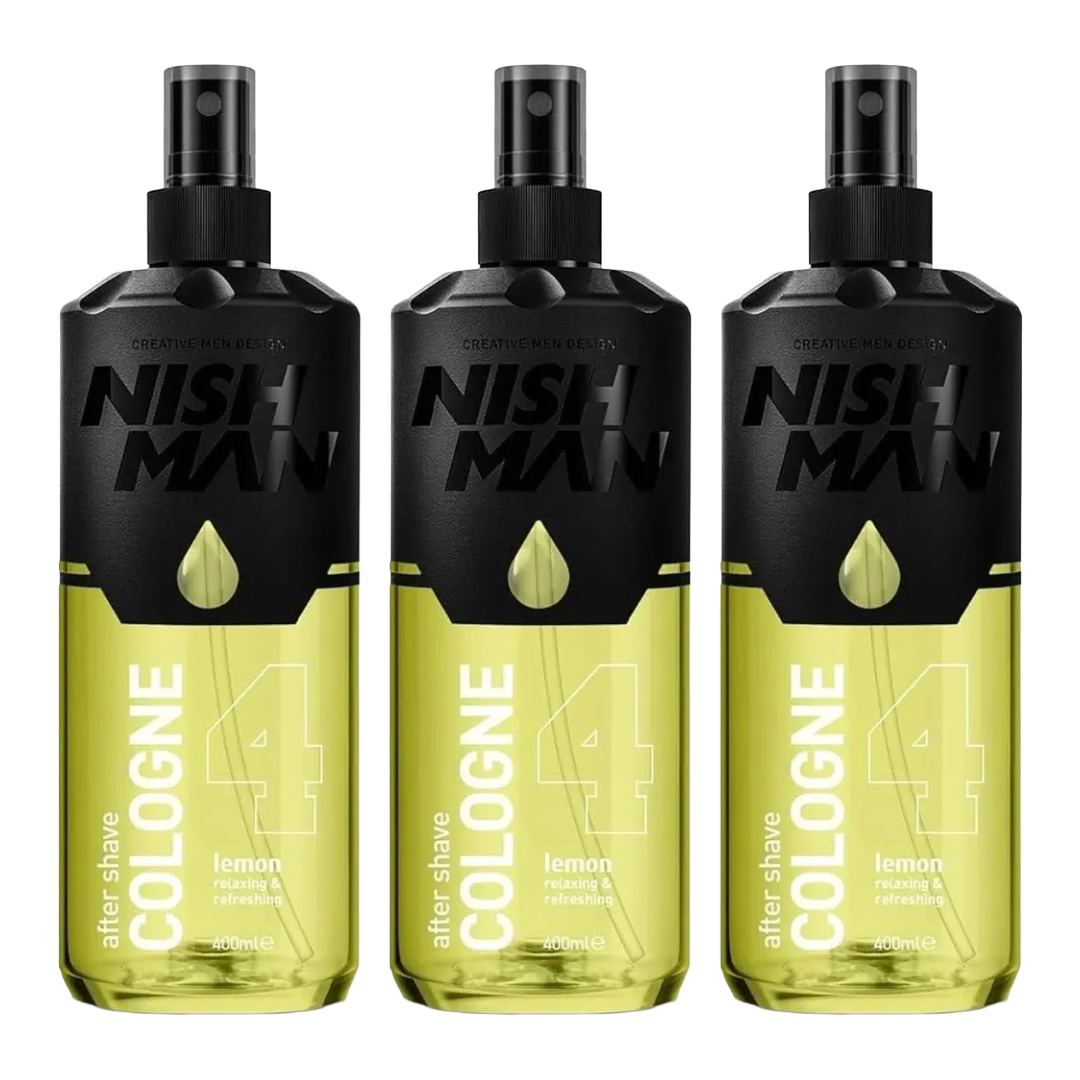 Nish Man Rasierwasser Köln 4 ZITRONE 400ml – 3er-Pack