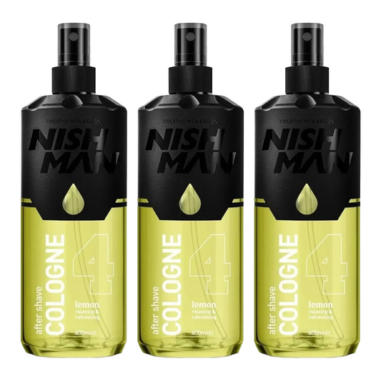 Nish Man Après-Rasage Cologne 4 LEMON 400ml - Lot de 3