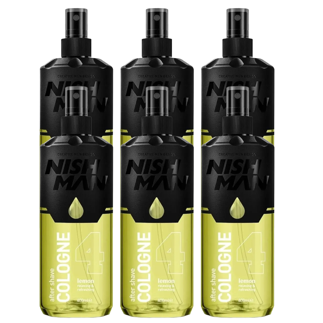 Nish Man Aftershave Cologne 4 LEMON 400ml - 6 Pack