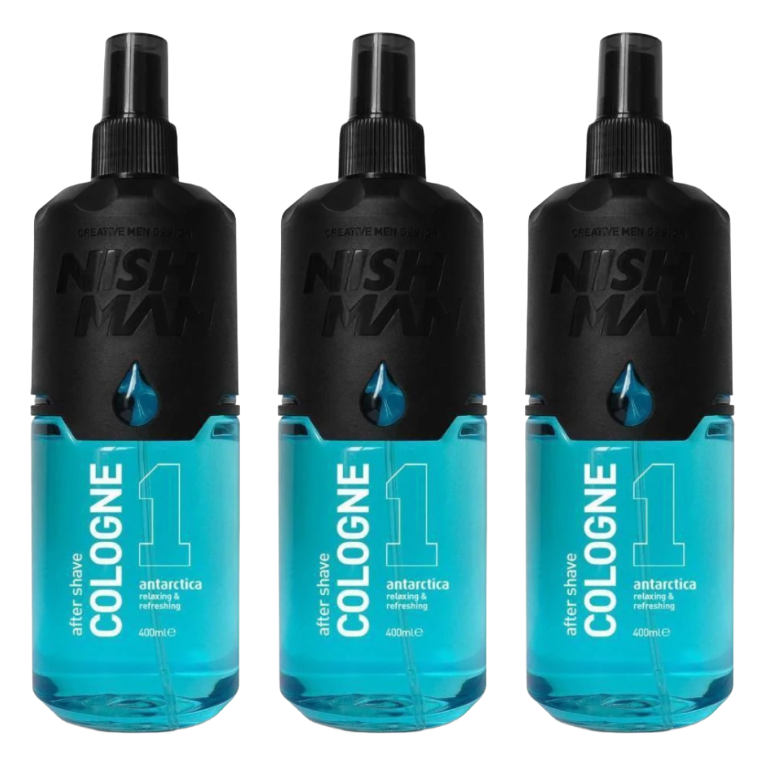 Nish Man After Shave Cologne 01 ANTARTICA 400ml - 3 Pack