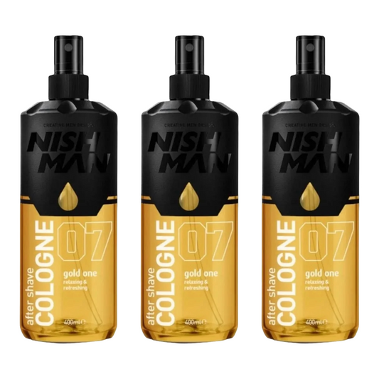 Nish Man After Shave Cologne Gold One 400ml - 3 Pack