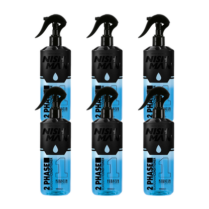 Nish Man 2 Phase Soin Cheveux et Barbe Kératine 400ml - Lot de 6