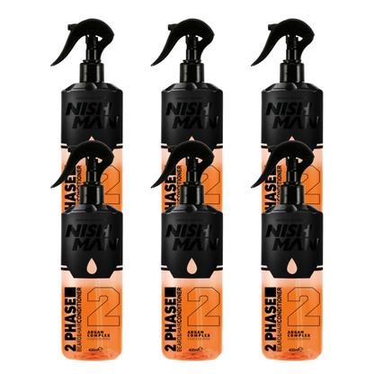 Nish Man 2 Phase Soin Conditionneur Barbe & Cheveux ARGAN 400ml - Lot de 6