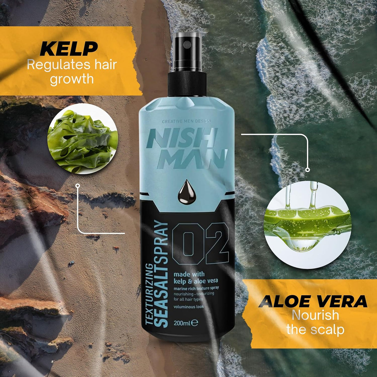 Nish Man Spray au Sel de Mer 200ml