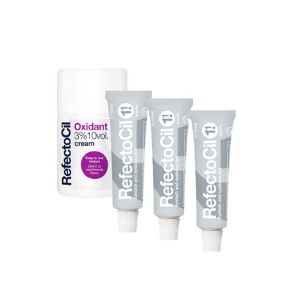 Teinture Cils Refectocil N° 1.1 - Gris (Lot de 3) + Crème Oxi 3%